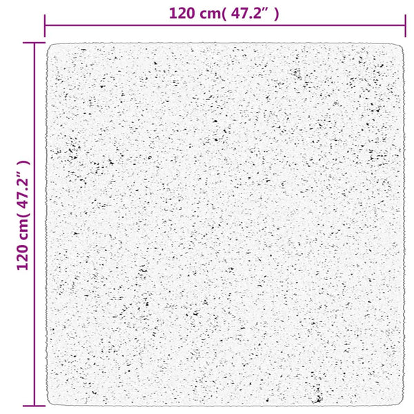 Creme Kurzflor Teppich 120x120 cm