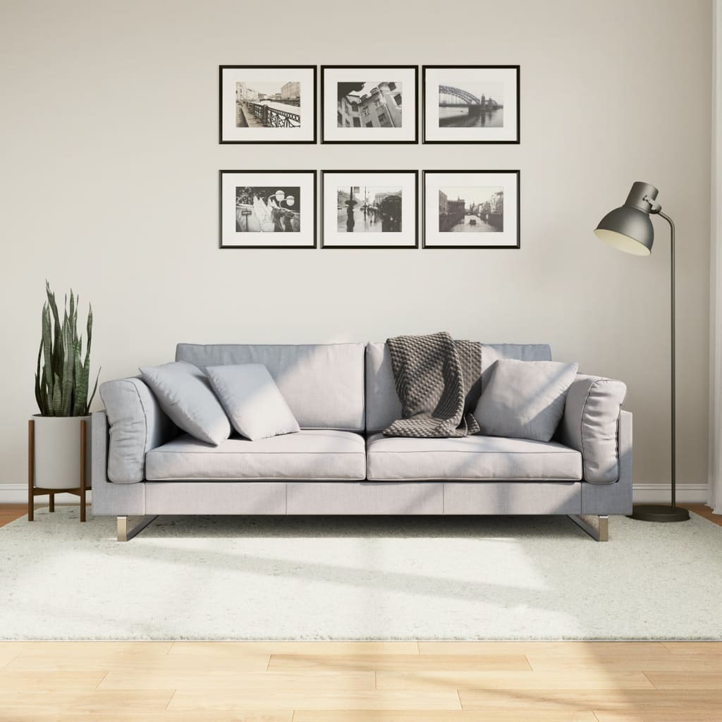 Creme Kurzflor Teppich 160x230 cm