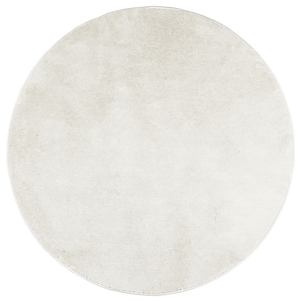 Creme Kurzflor Teppich Ø 200 cm