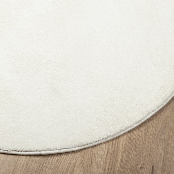 Creme Kurzflor Teppich Ø 200 cm