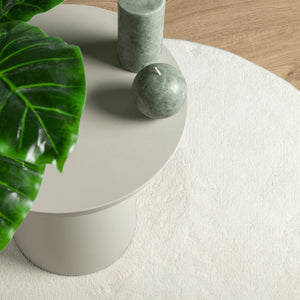 Creme Kurzflor Teppich Ø 200 cm
