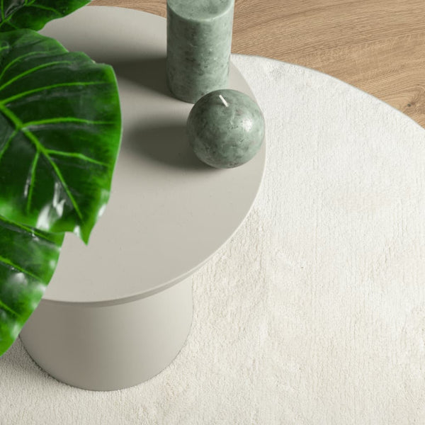 Creme Kurzflor Teppich Ø 200 cm