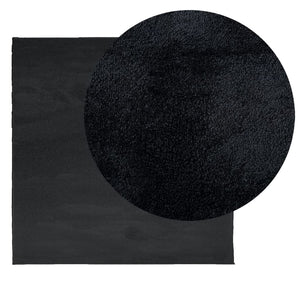 Schwarzer Kurzflor Teppich 120x120 cm