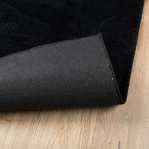 Schwarzer Kurzflor Teppich 120x120 cm