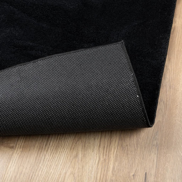 Schwarzer Kurzflor Teppich 120x120 cm