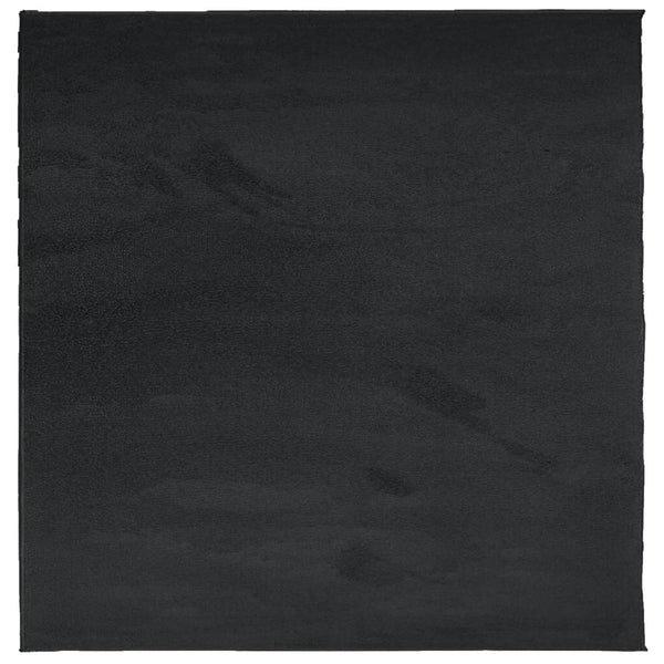 Schwarzer Kurzflor Teppich 120x120 cm