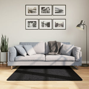 Schwarzer Kurzflor Teppich 120x120 cm