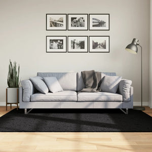 Schwarzer Kurzflor Teppich 140x200 cm