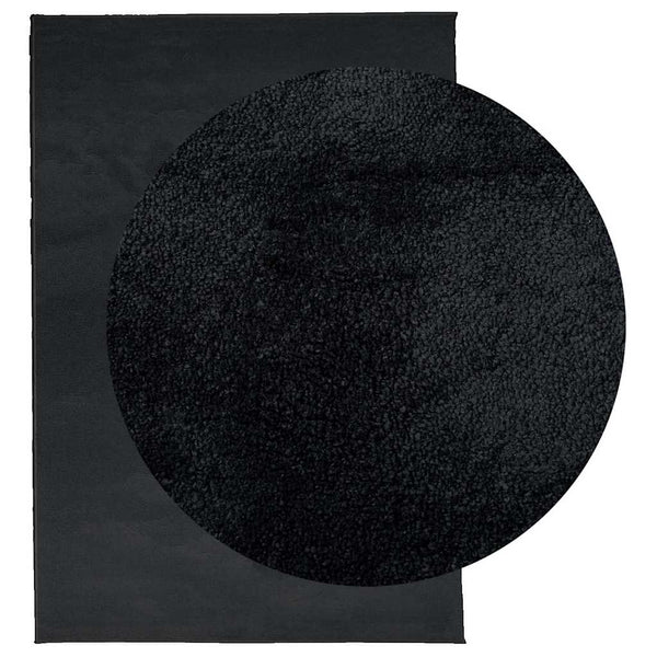 Schwarzer Kurzflor Teppich 160x230 cm