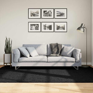 Schwarzer Kurzflor Teppich 160x230 cm