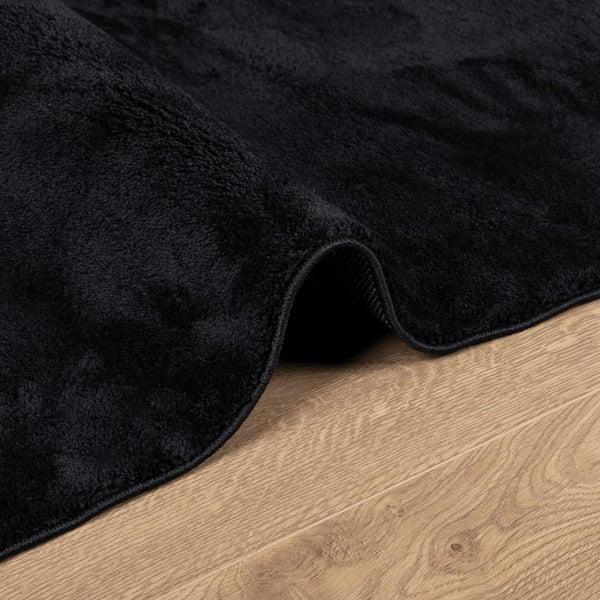 Schwarzer Kurzflor Teppich OVIEDO 200x200 cm