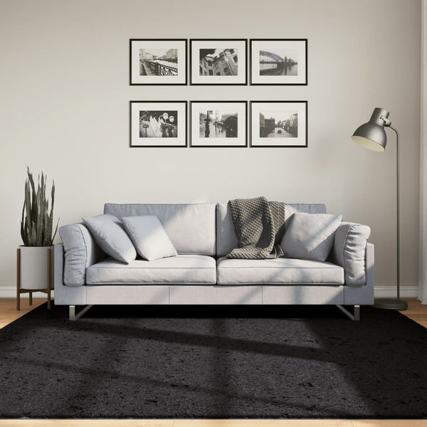 Schwarzer Kurzflor Teppich OVIEDO 200x200 cm