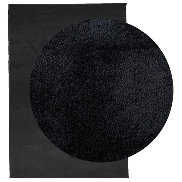 Schwarzer Kurzflor Teppich 200x280 cm