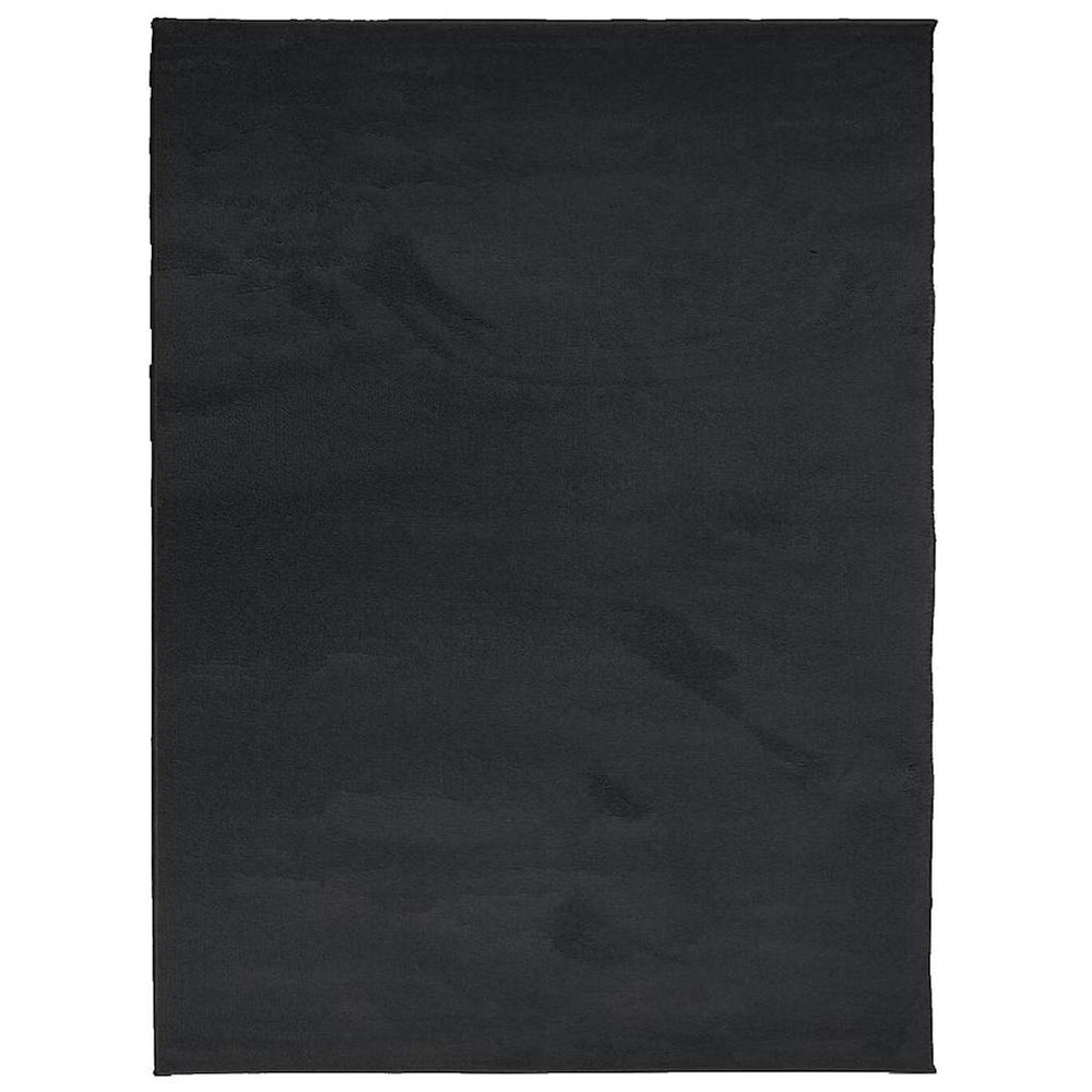 Schwarzer Kurzflor Teppich 240x340 cm