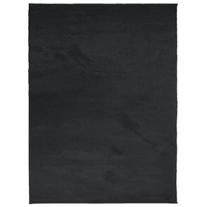 Schwarzer Kurzflor Teppich 240x340 cm