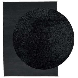 Schwarzer Kurzflor Teppich 240x340 cm