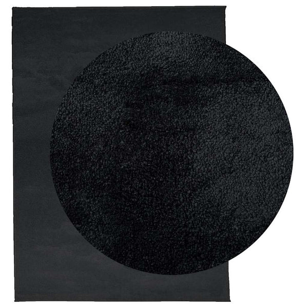 Schwarzer Kurzflor Teppich 240x340 cm