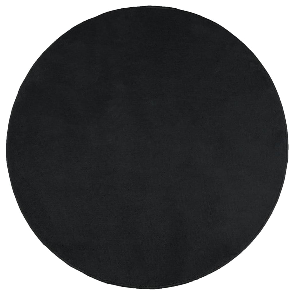 Schwarzer Kurzflor Teppich Ø 120cm