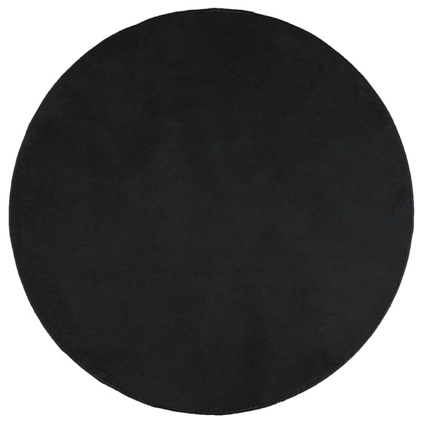 Schwarzer Kurzflor Teppich Ø 120cm
