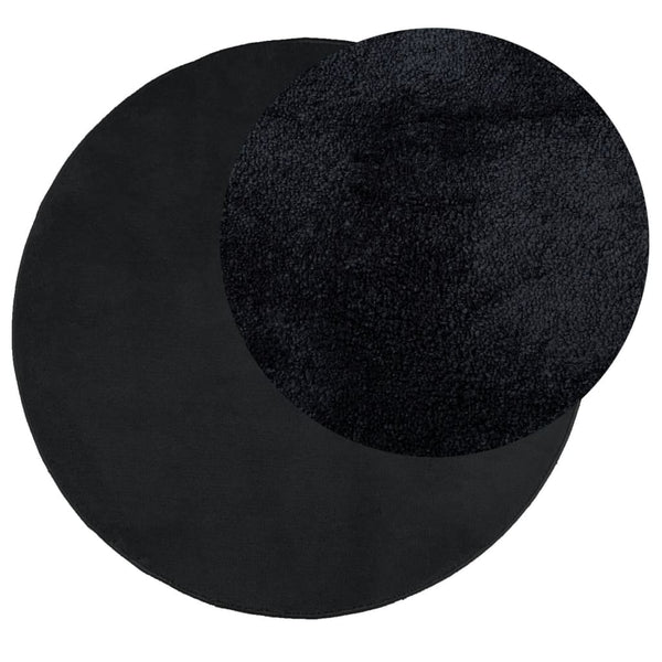 Schwarzer Kurzflor Teppich Ø 120cm