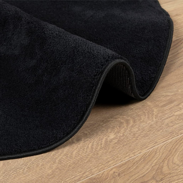 Schwarzer Kurzflor Teppich Ø 120cm