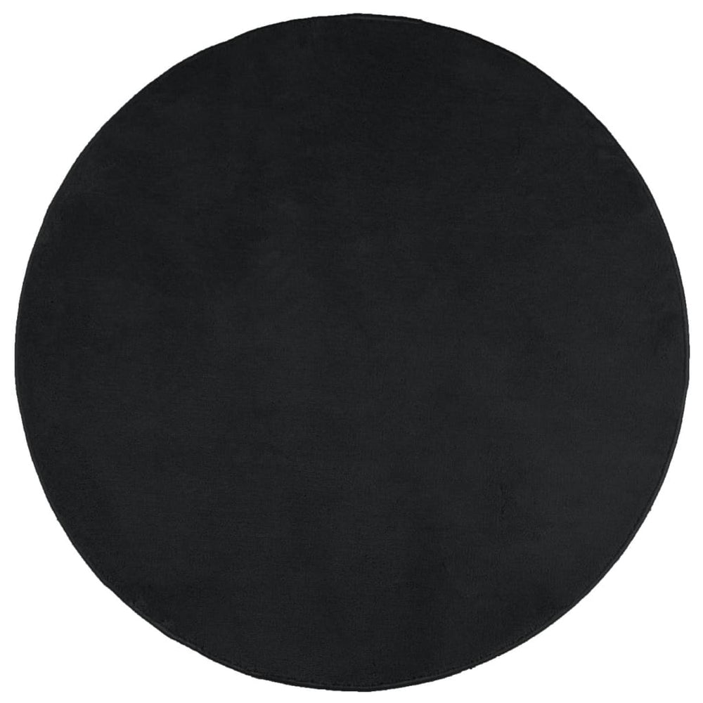 Schwarzer Kurzflor Teppich Ø 200cm