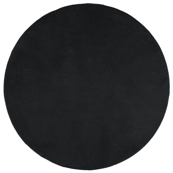 Schwarzer Kurzflor Teppich Ø 200cm