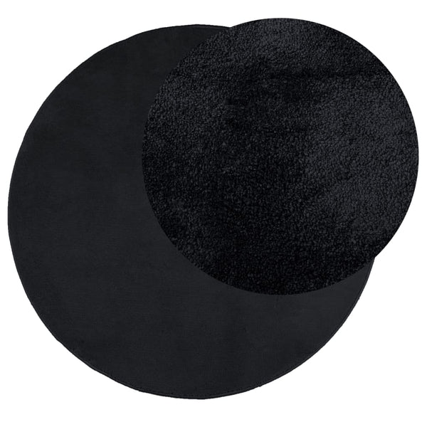 Schwarzer Kurzflor Teppich Ø 200cm
