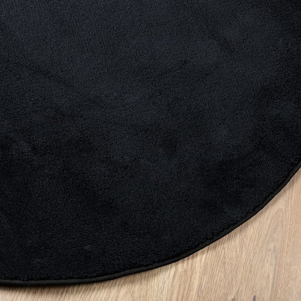 Schwarzer Kurzflor Teppich Ø 200cm