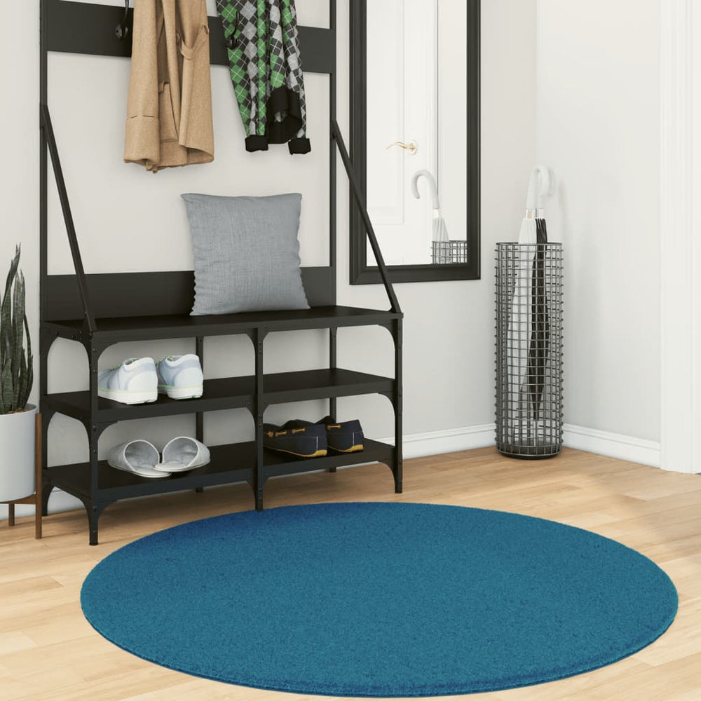 Türkiser Kurzflor Teppich OVIEDO Ø 120cm