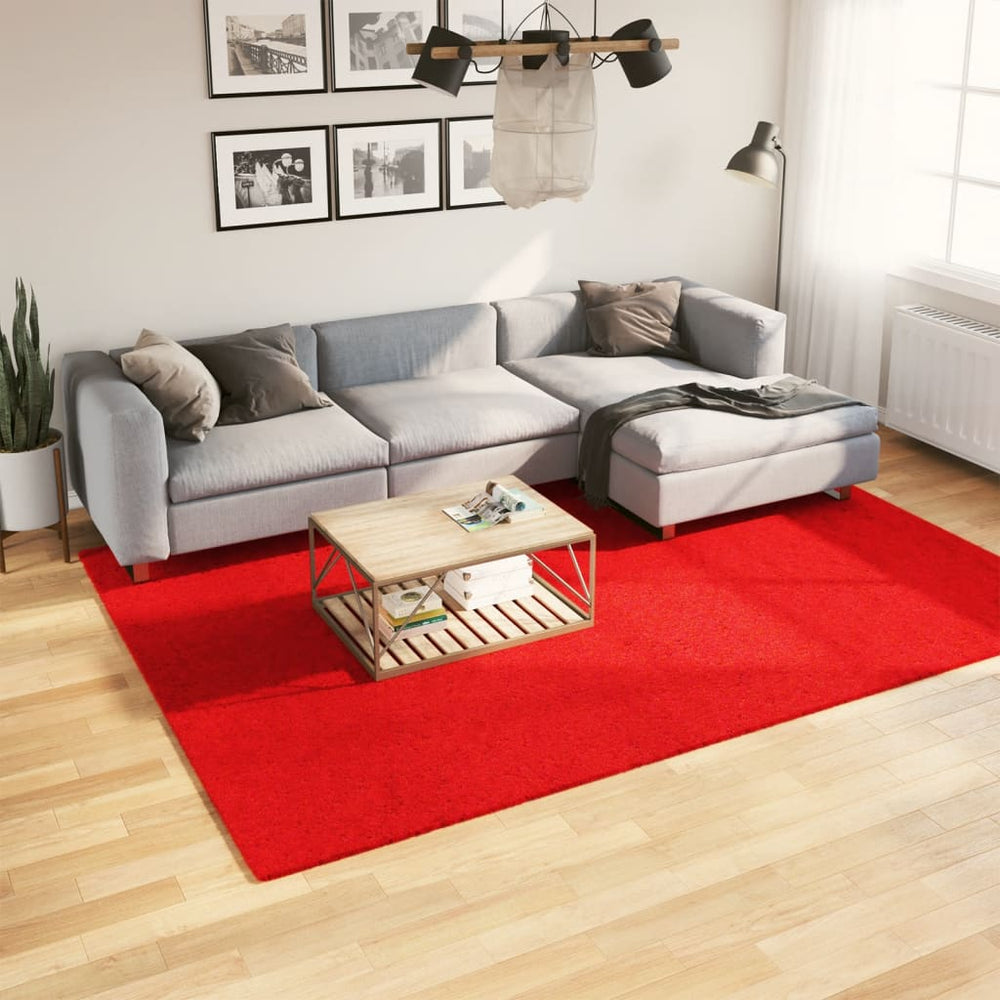 Roter Kurzflor Teppich 200x280 cm
