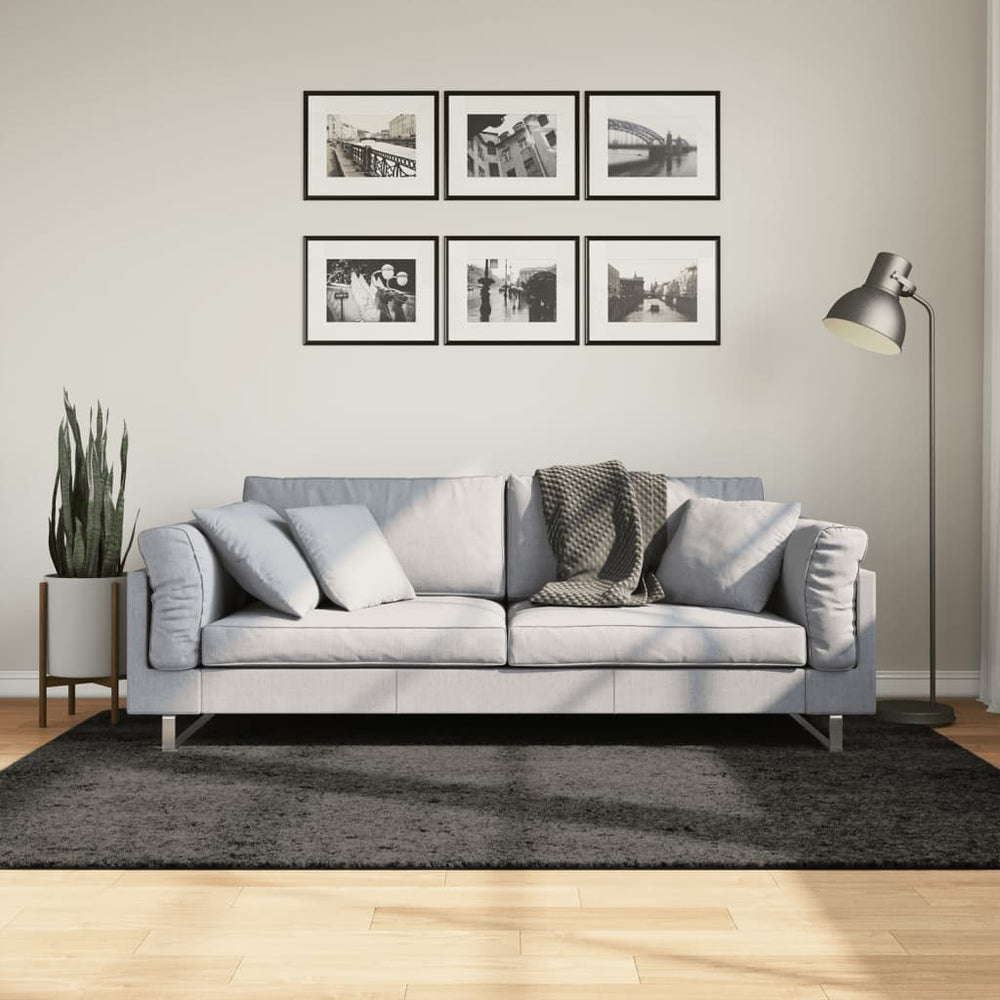 Anthrazit Hochflor Teppich 140x200 cm