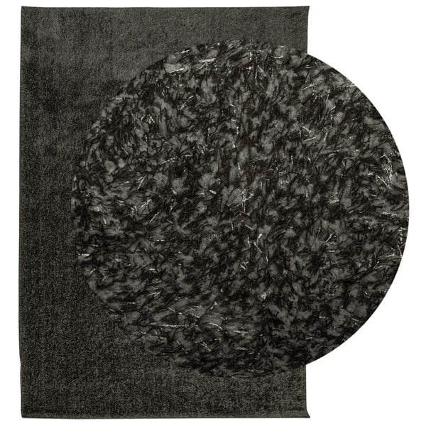 Anthrazit Hochflor Teppich 160x230 cm