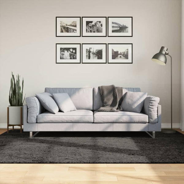Anthrazit Hochflor Teppich 160x230 cm