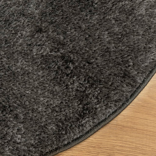 Anthrazit Hochflor Teppich Ø 160 cm