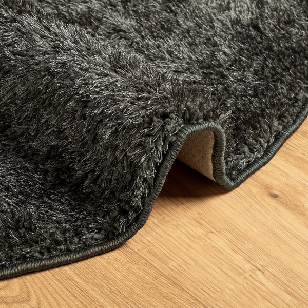 Anthrazit Hochflor Teppich Ø 160 cm