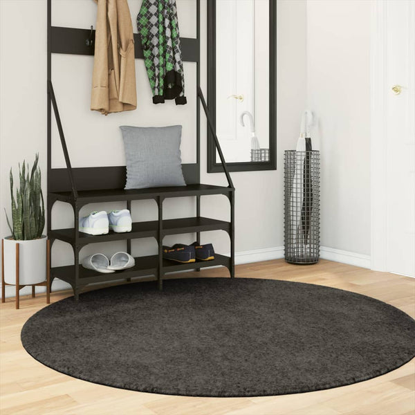 Anthrazit Hochflor Teppich Ø 160 cm