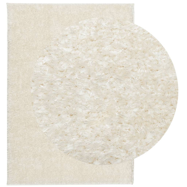 Creme Hochflor Teppich ISTAN 140x200 cm