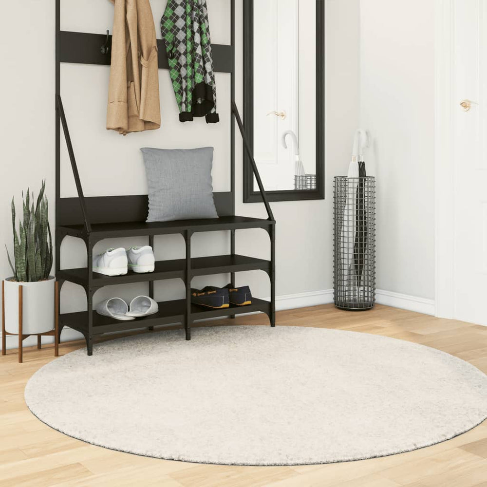 Creme Hochflor Teppich ISTAN Ø 160cm