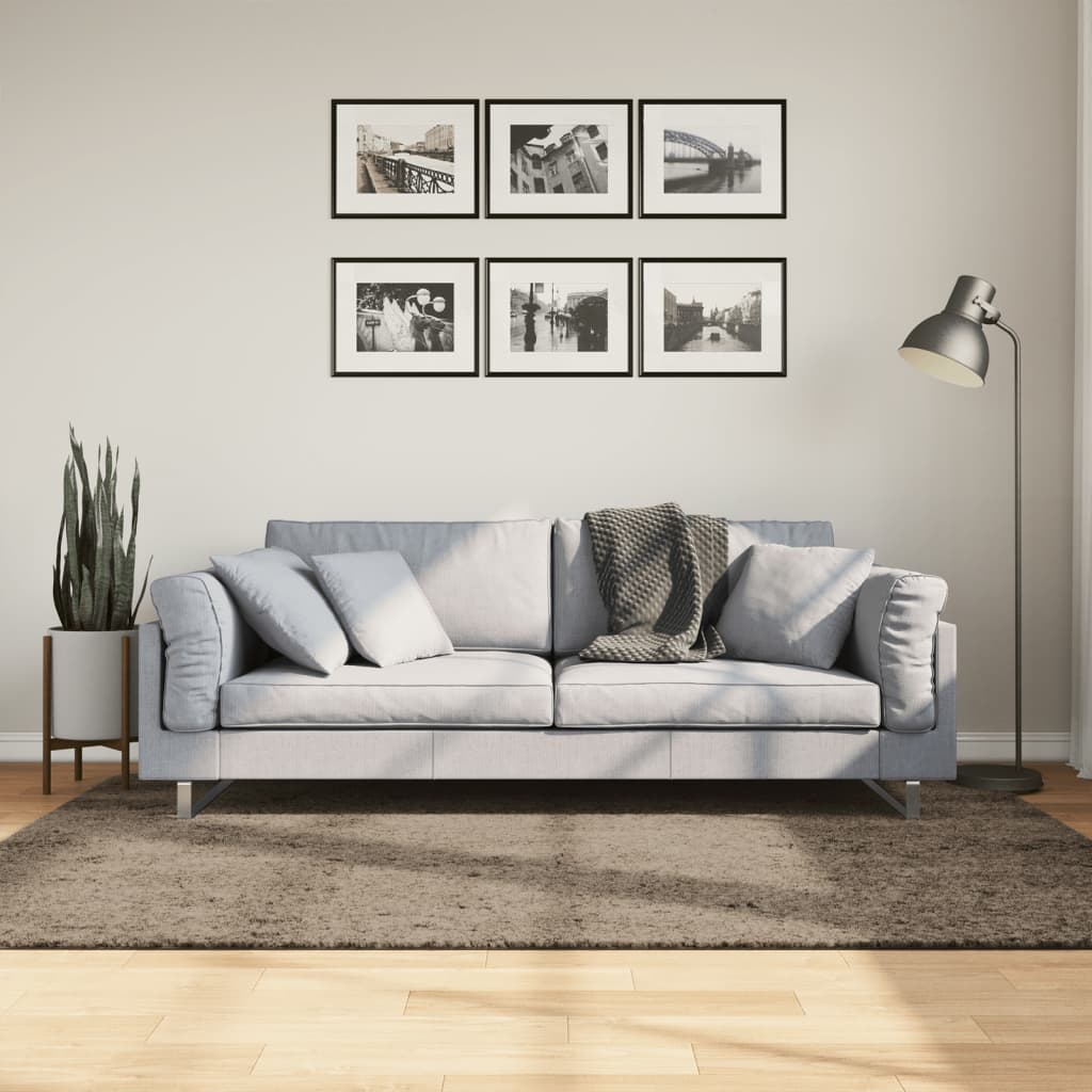 Hochflor Teppich Grau Glänzend 140x200 cm