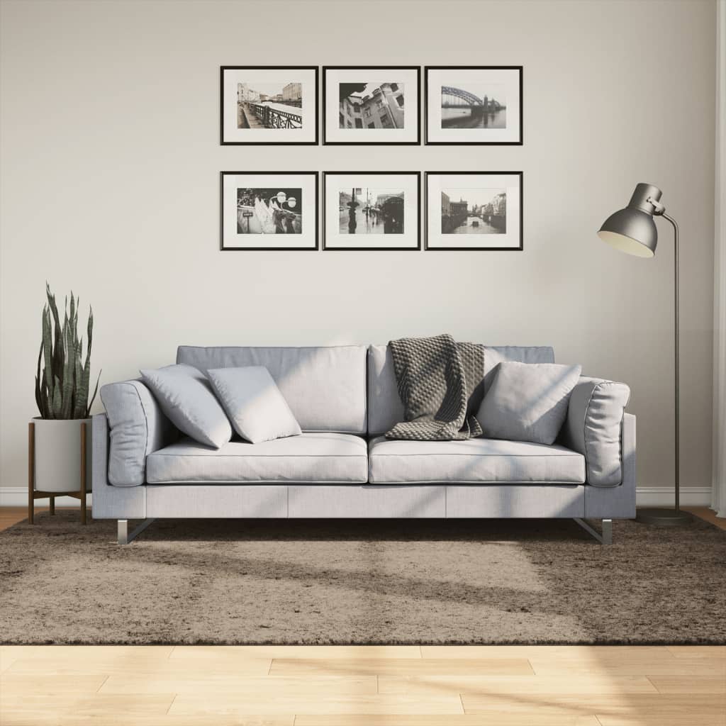 Grauer Hochflor Teppich 160x230 cm