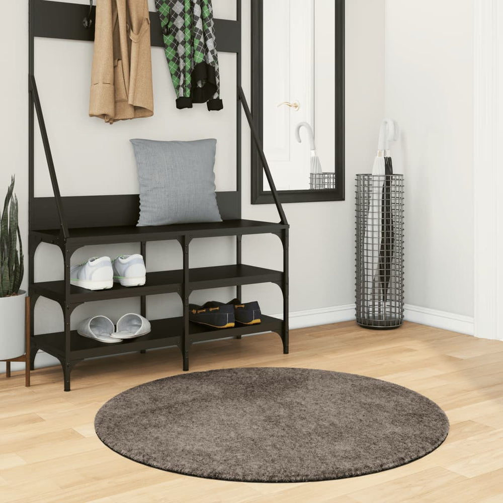 Grauer Hochflor Teppich ISTAN Ø 100cm