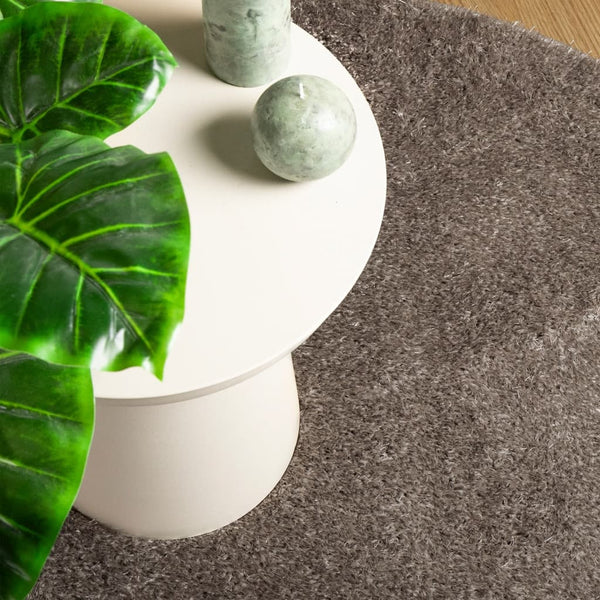 Grauer Hochflor Teppich ISTAN Ø 120 cm