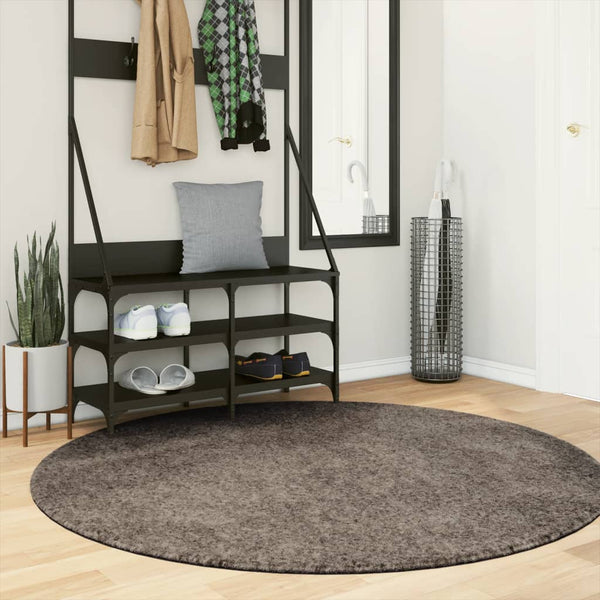 Grauer Hochflor Teppich ISTAN Ø 160cm
