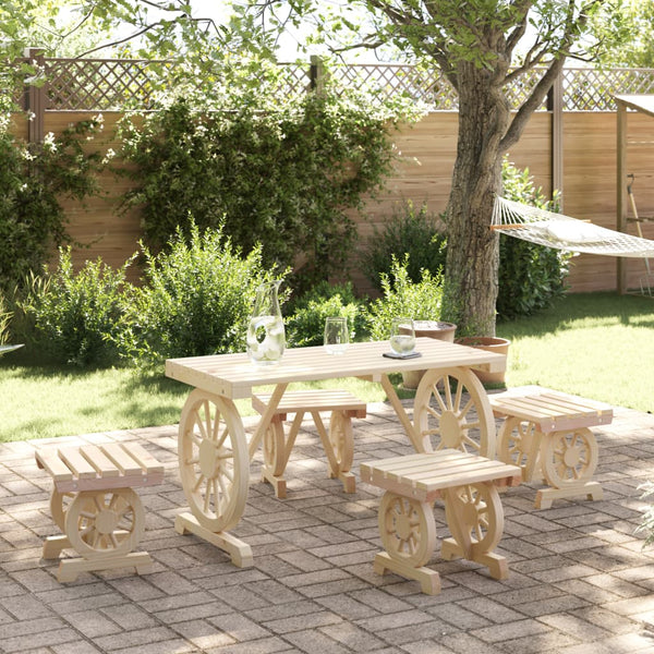 5-tlg. Garten Essgruppe aus Tannenholz