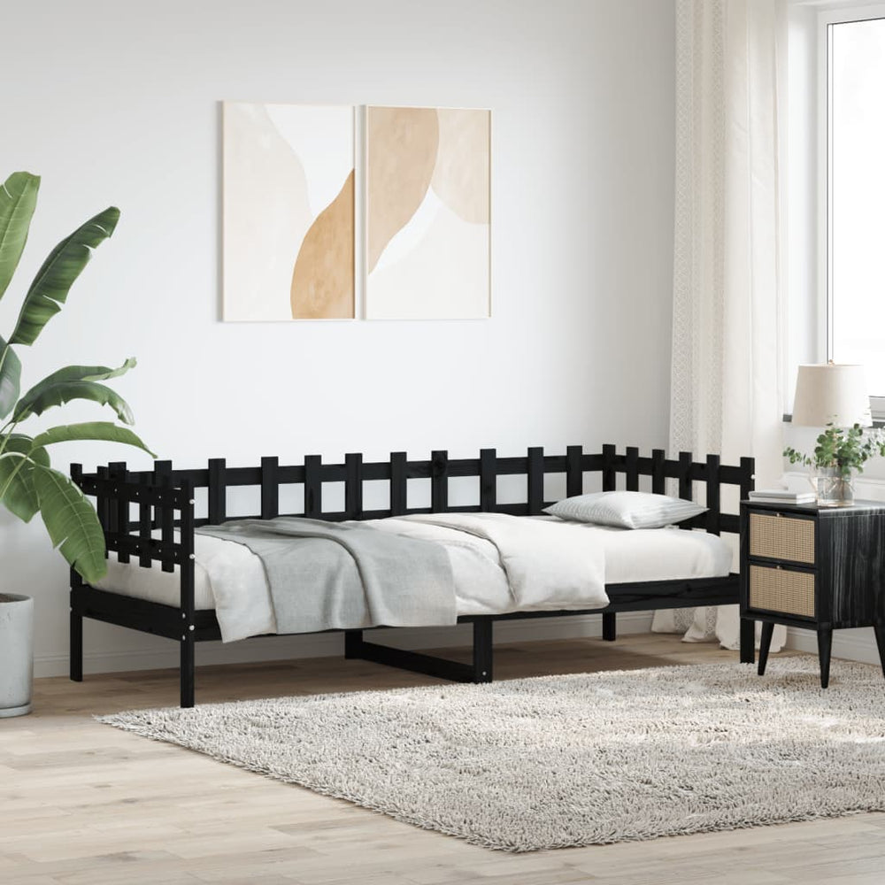 Schwarzes Tagesbett 80x200 cm Kiefer Massivholz