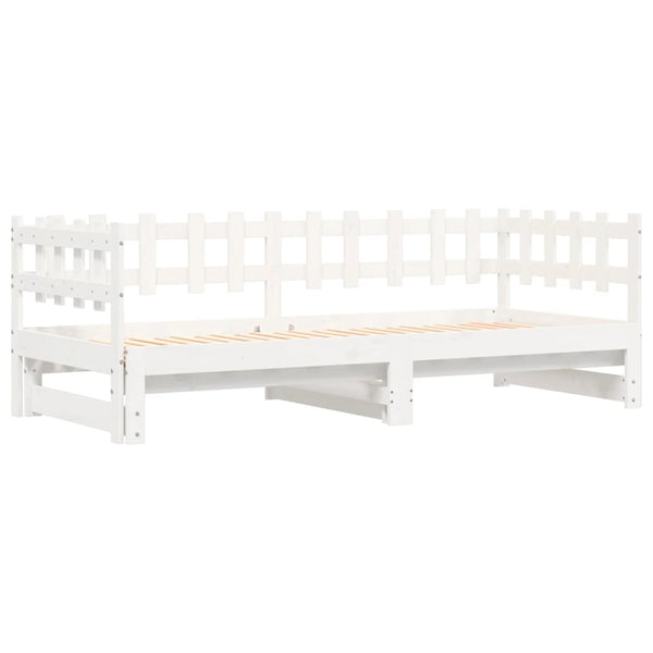vidaXL Lit de repos extensible Blanc 2x(80x200) cm Bois de pin massif