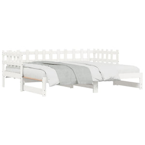 vidaXL Lit de repos extensible Blanc 2x(80x200) cm Bois de pin massif