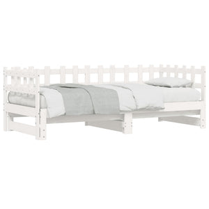 vidaXL Lit de repos extensible Blanc 2x(80x200) cm Bois de pin massif