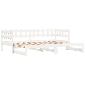 vidaXL Lit de repos extensible Blanc 2x(80x200) cm Bois de pin massif